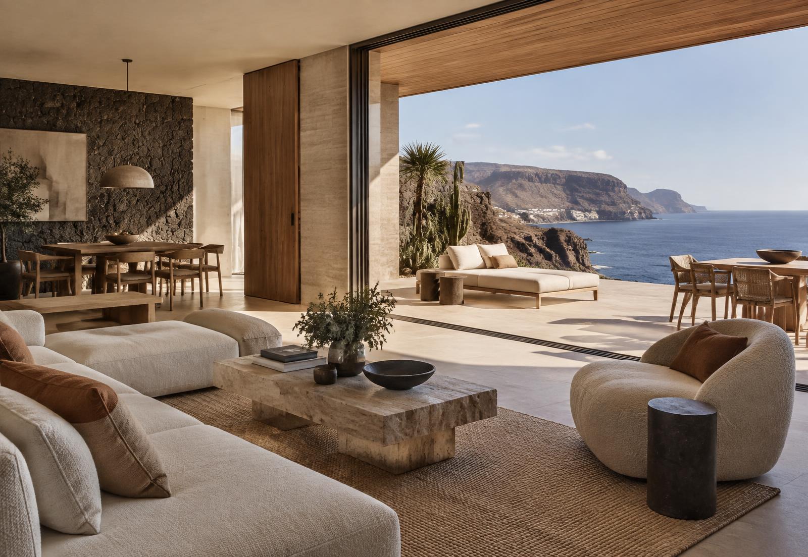 Helles, elegant eingerichtetes Wohnzimmer einer Immobilie auf Gran Canaria